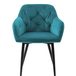 Armlehnenstuhl in Türkis Blau Samt - Benitov