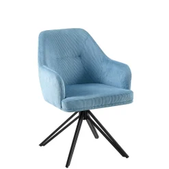 Armlehnenstuhl mit Cord in Hellblau - Vacca (2er Set)