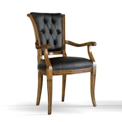 Armlehnenstuhl mit Leder in Dunkelgrau - Naresh