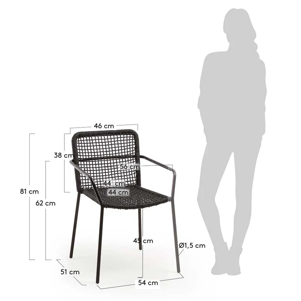 Armlehnstuhl aus Kordel Geflecht - Osbry (4er Set)