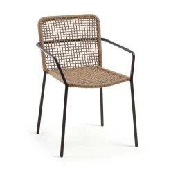 Armlehnstuhl in Beige & Schwarz - Locoro (4er Set)