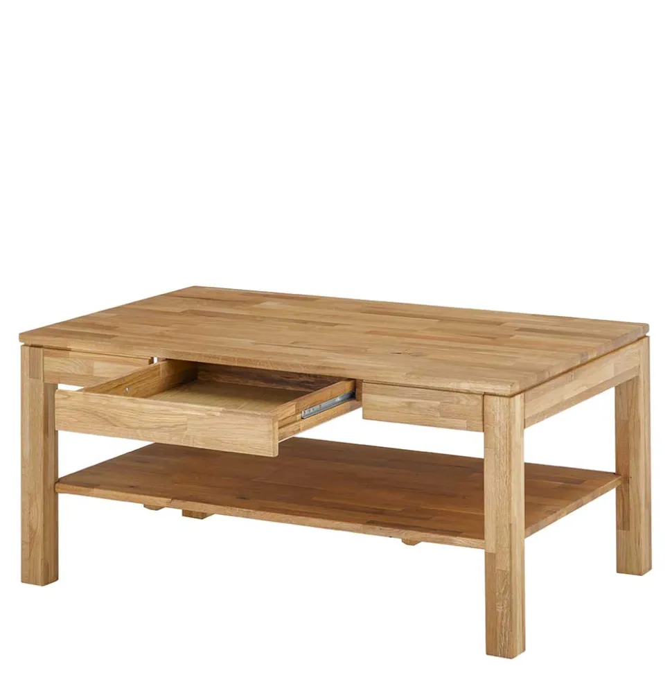 Asteiche Sofatisch mit Schublade und Ablage - Hoxtona