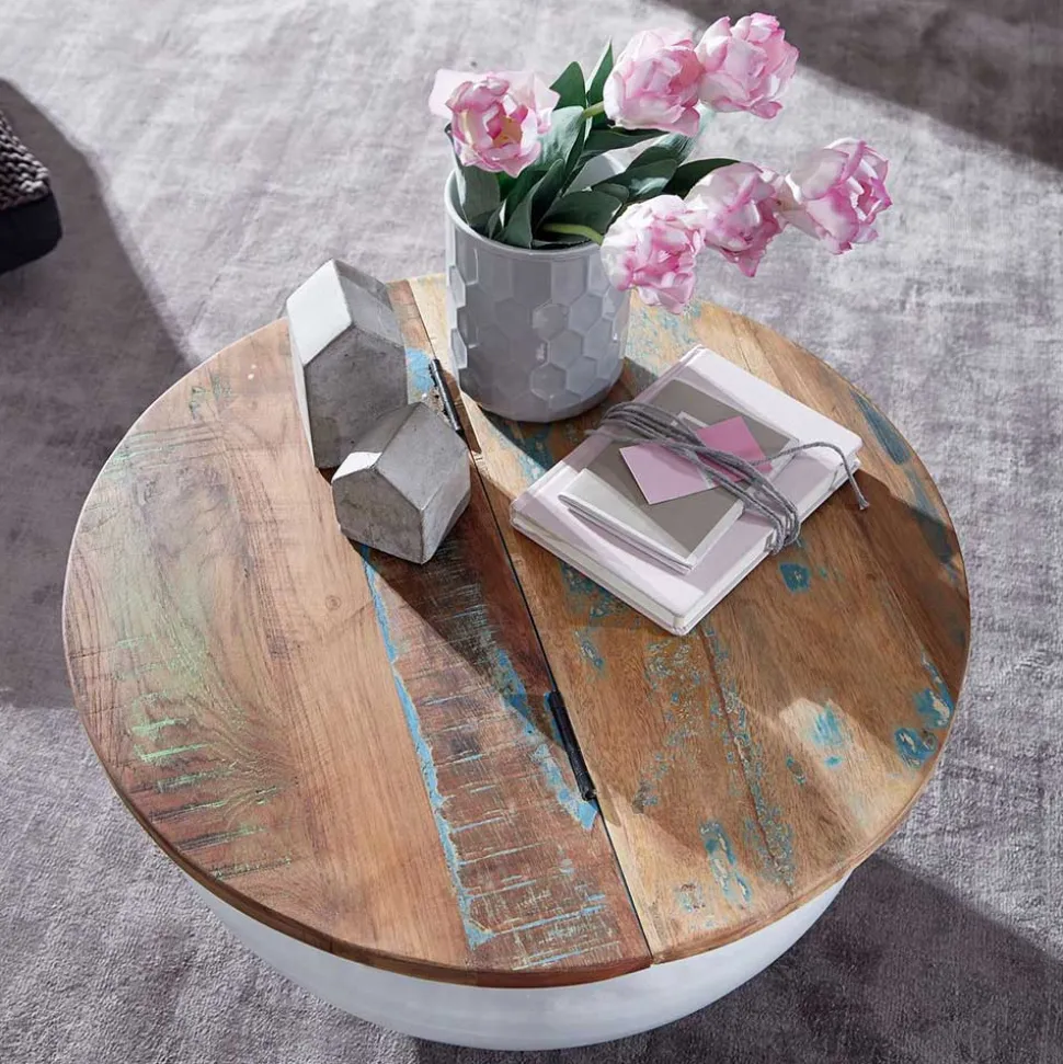 Ausgefallener Couchtisch im Trommel Design - Volcma