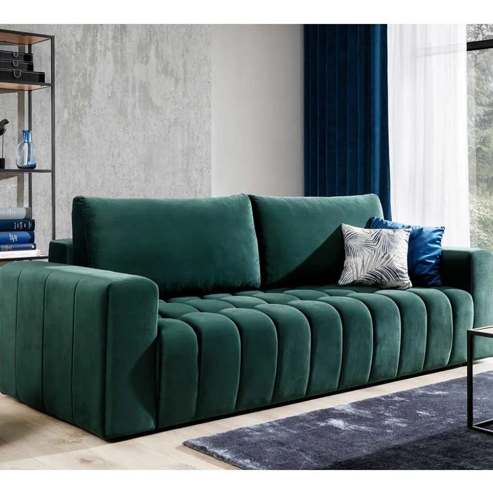 Ausklappbares Sofa in Grün Samt - Olenka