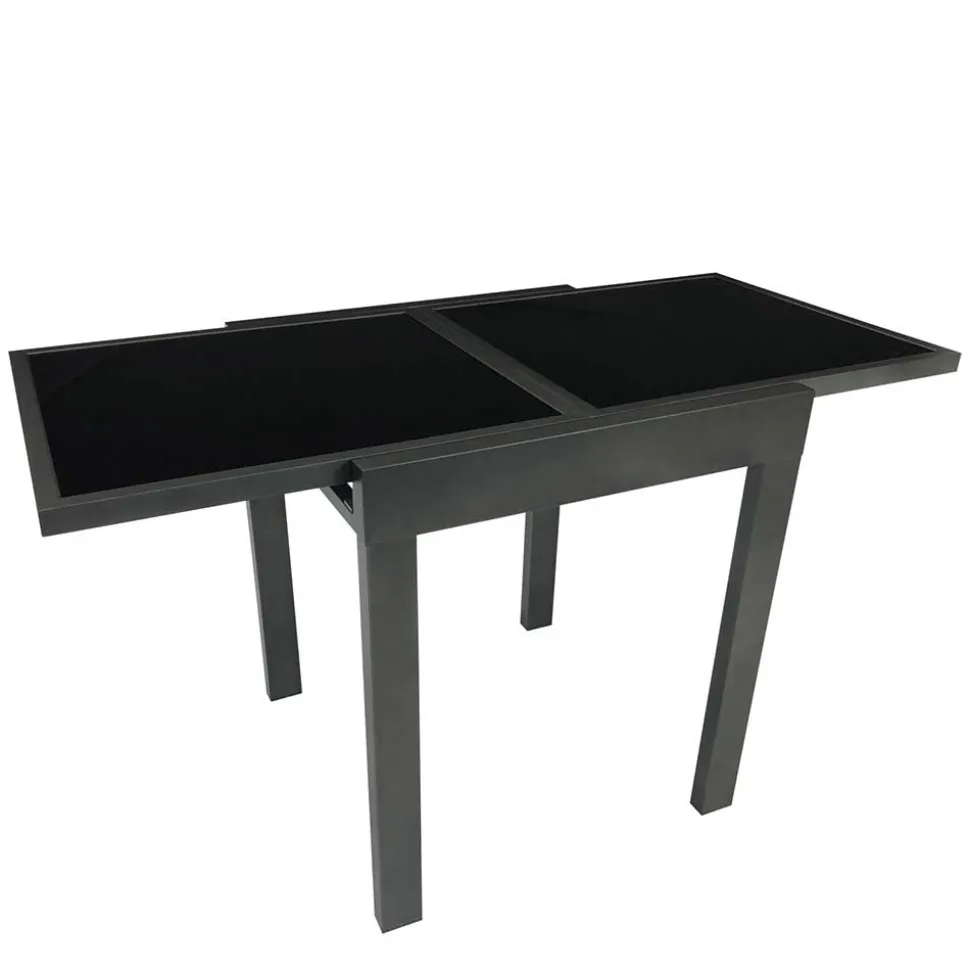 Ausziehbarer Balkontisch aus Schwarzglas - Gianmario