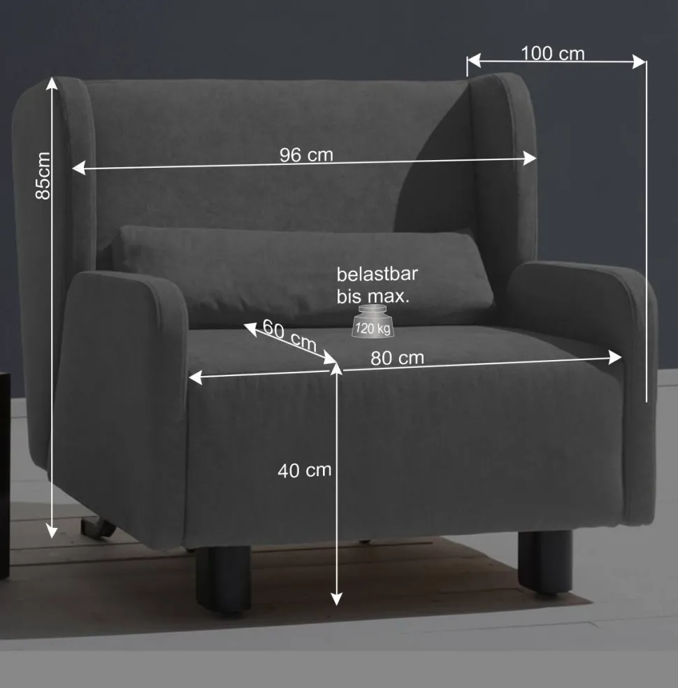 Ausziehbarer Ohrensessel mit Bettfunktion - Actina