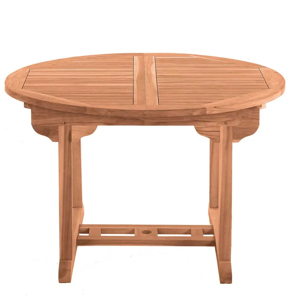 Ausziehbarer Teakholz Gartentisch rund oval - Klahuma