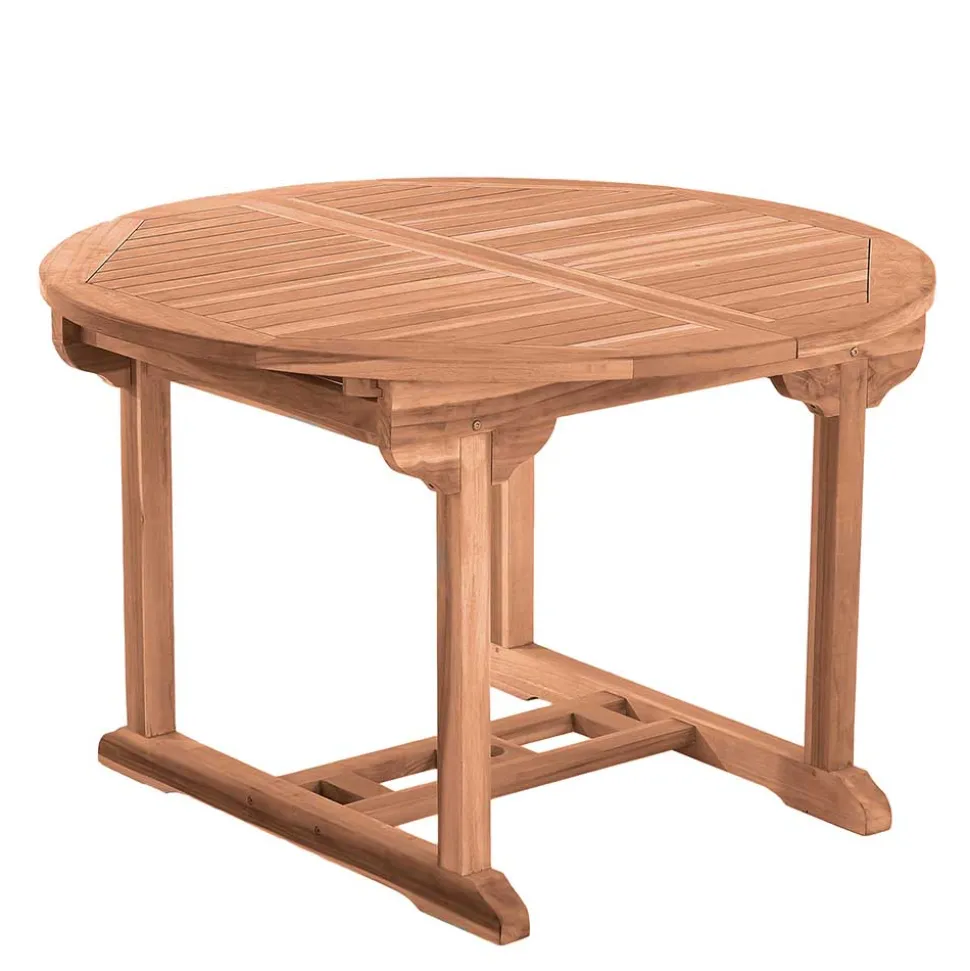 Ausziehbarer Teakholz Gartentisch rund oval - Klahuma