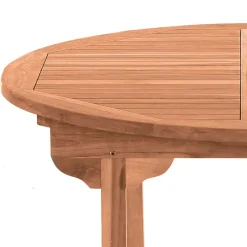 Ausziehbarer Teakholz Gartentisch rund oval - Klahuma
