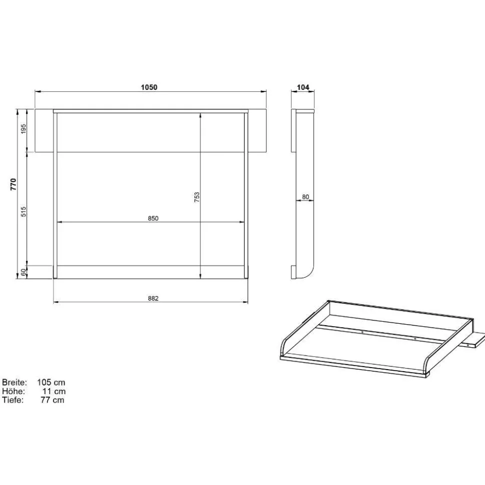 Babybett und Wickelkommode im Set - Suzanas (zweiteilig)