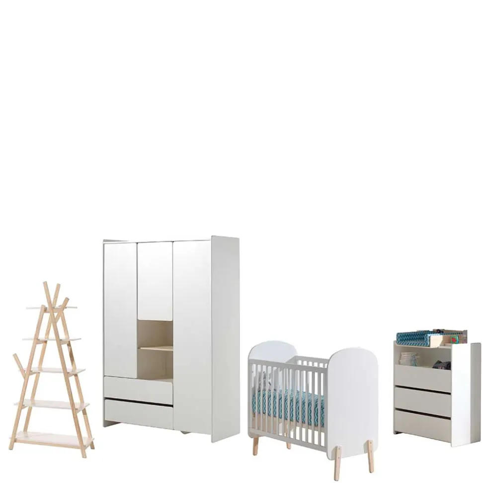 Babyzimmer Kompletteinrichtung in Weiß - Mauricia (vierteilig)