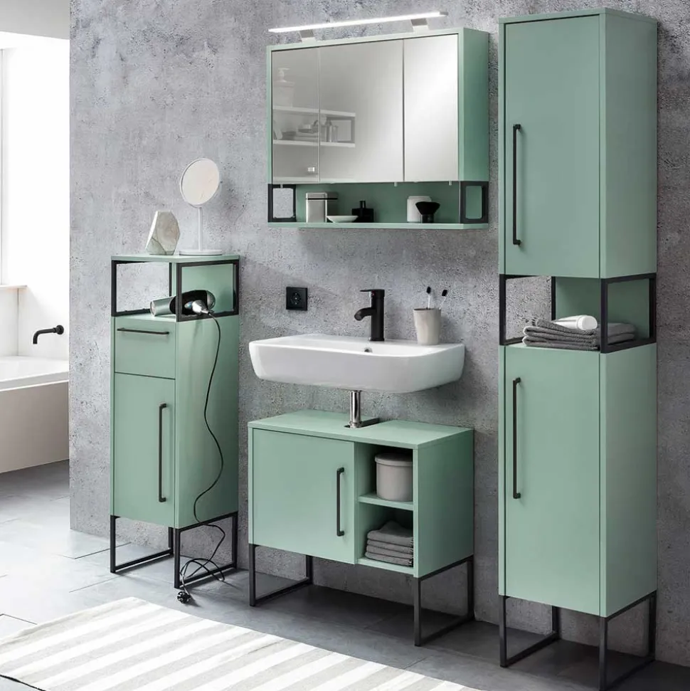 Bad Hochschrank in Mint Grün & Anthrazit - Esdrus