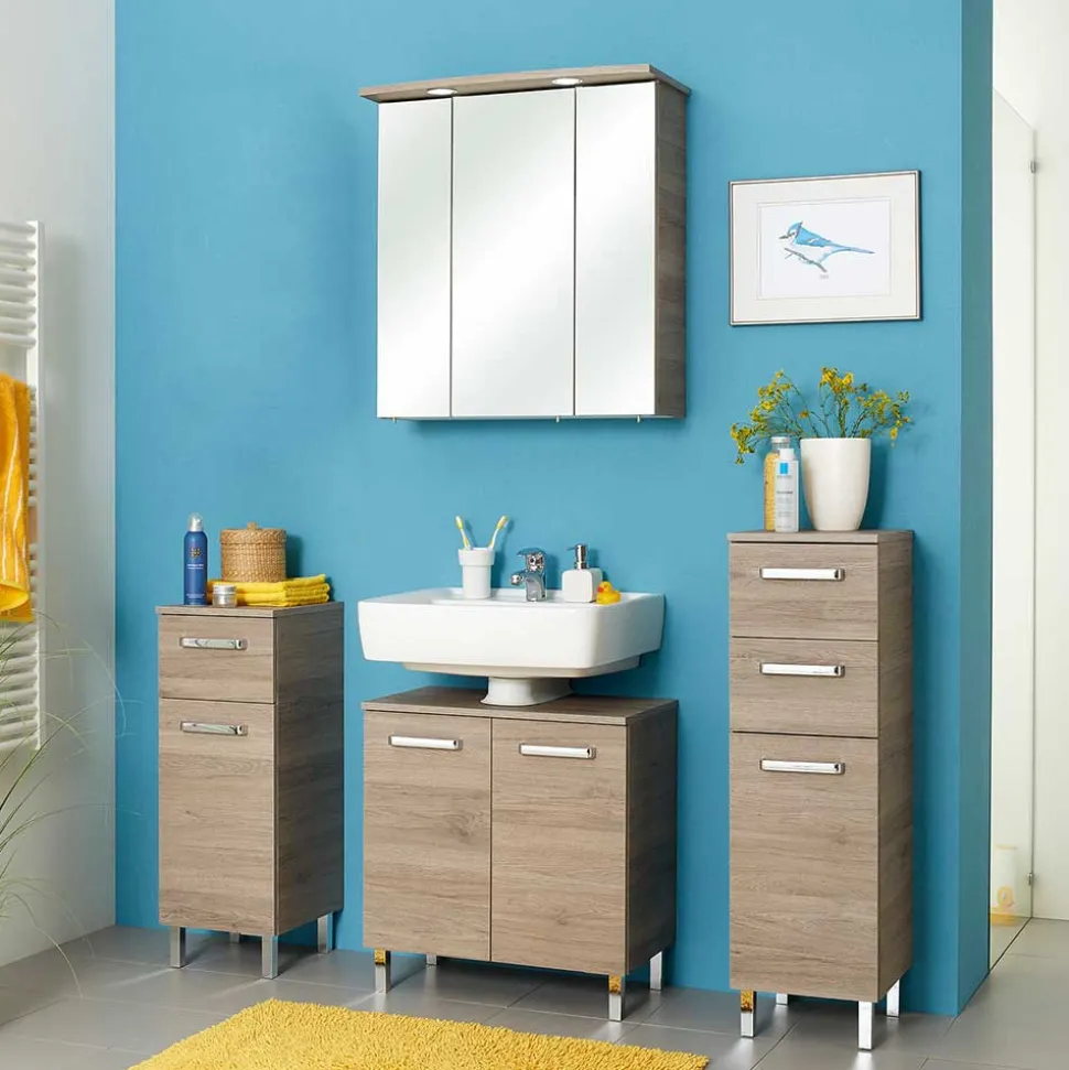 Bad Kompletteinrichtung in Holzoptik - Lemi (vierteilig)