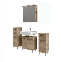 Bad Kompletteinrichtung in Holzoptik - Lemi (vierteilig)