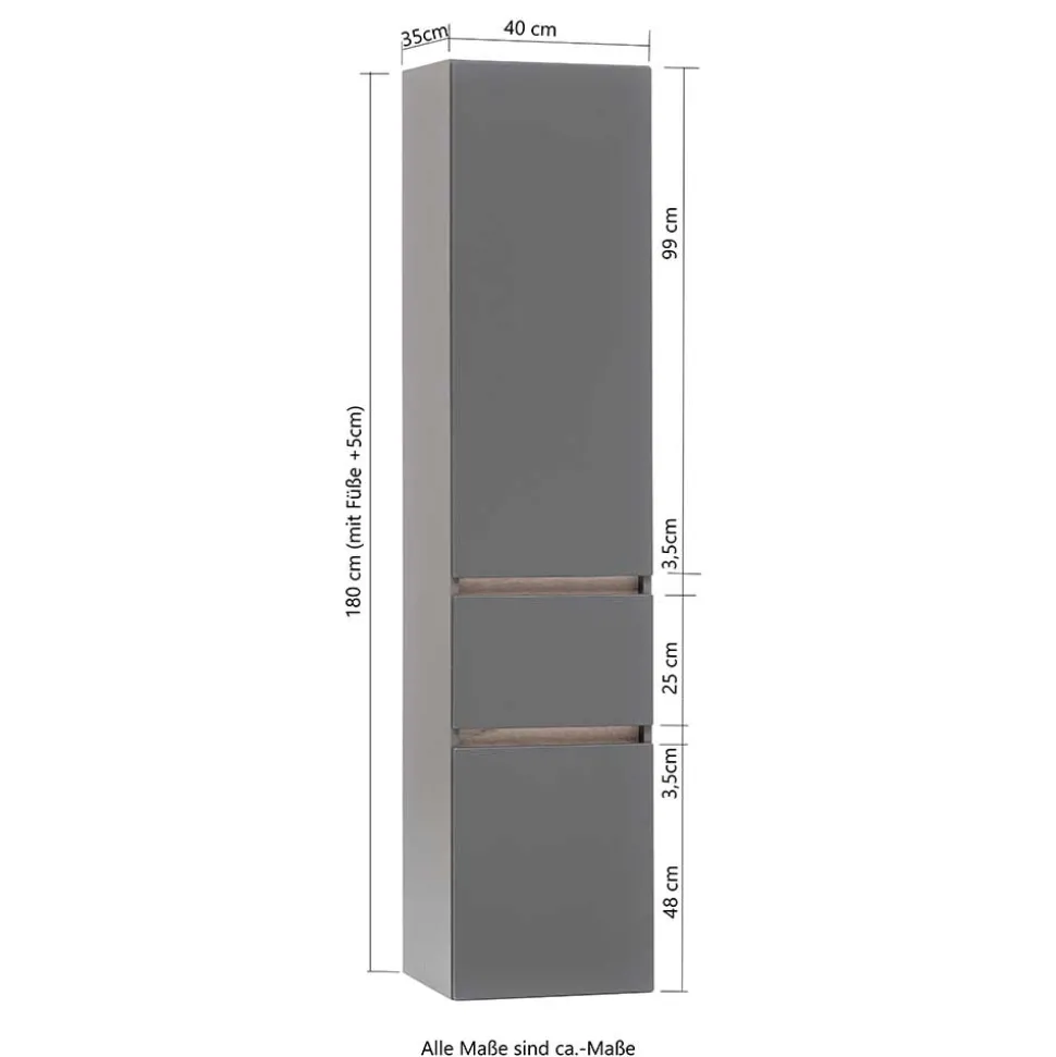 Bad Seitenschrank in Holz Optik Wildeiche - Iliam