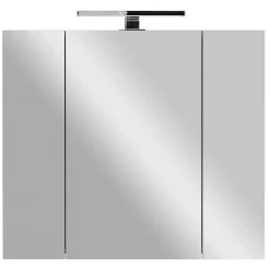 Bad Spiegelschrank mit Aufsatzleuchte in Hellgrau - Dolida