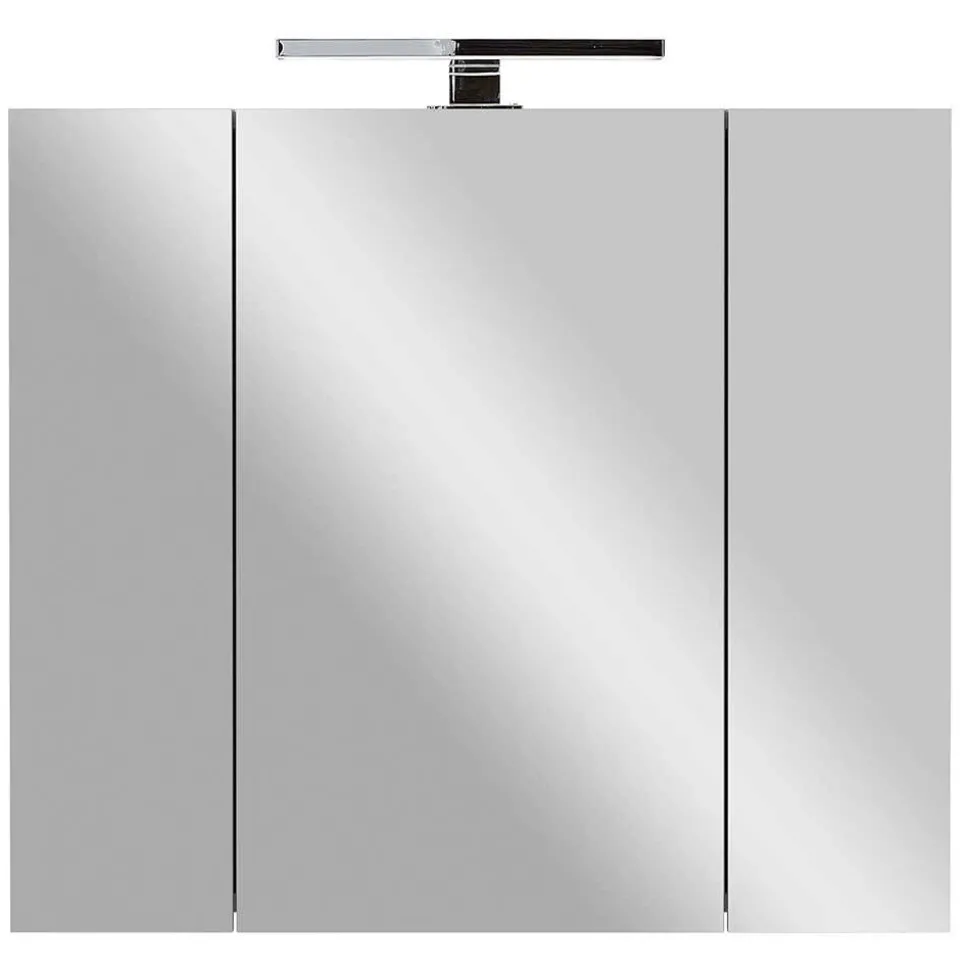 Bad Spiegelschrank mit Aufsatzleuchte in Hellgrau - Dolida