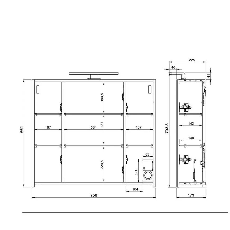 Bad Spiegelschrank mit Aufsatzleuchte in Hellgrau - Dolida