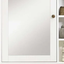 Bad Spiegelschrank mit Regal in Weiß - Lousias