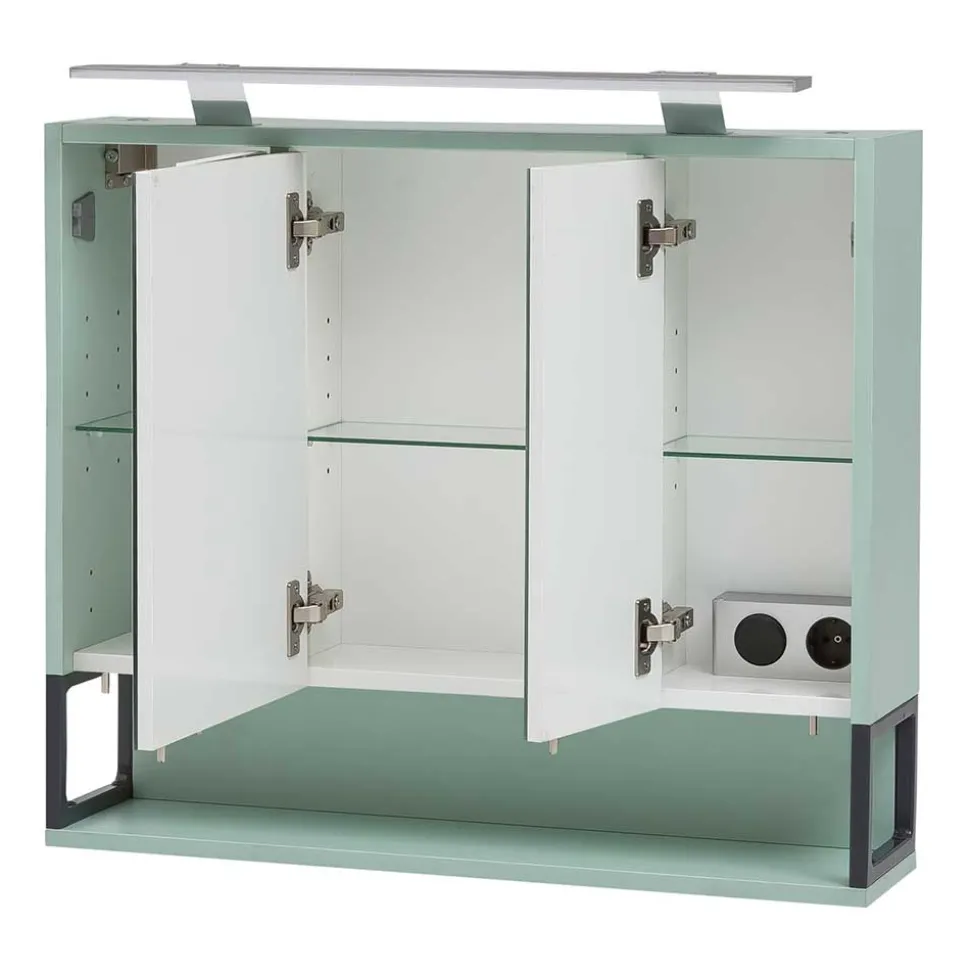 Bad 3-türiger Spiegelschrank in Mint Grün - Esdrus