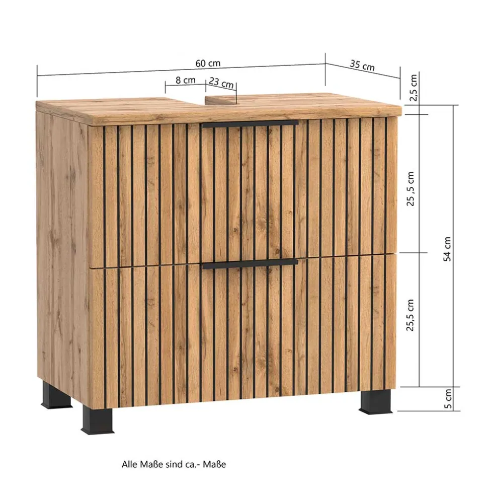 Bad Unterbeckenschrank mit Klappe & Schublade - Crystoga