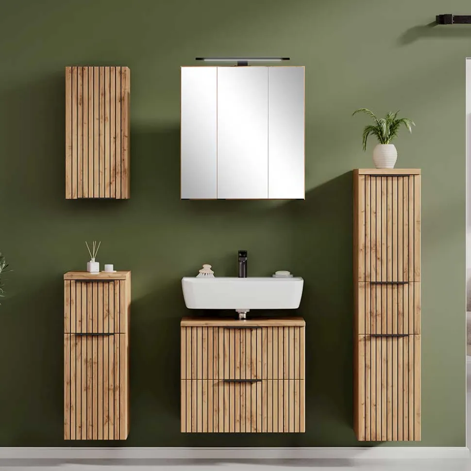 Bad Unterbeckenschrank mit Klappe & Schublade - Crystoga