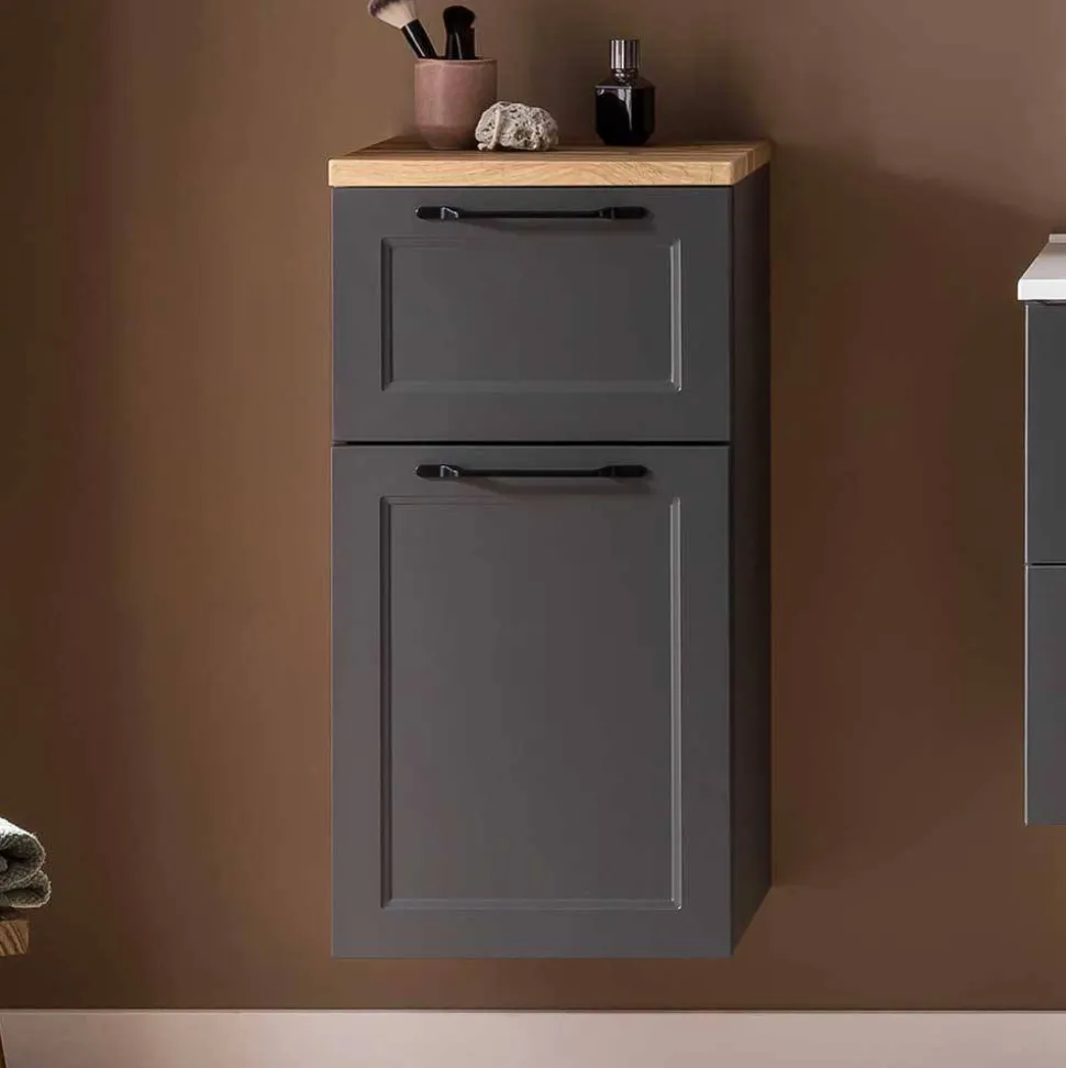 Bad Unterschrank in Dunkelgrau und Wildeiche - Novelya