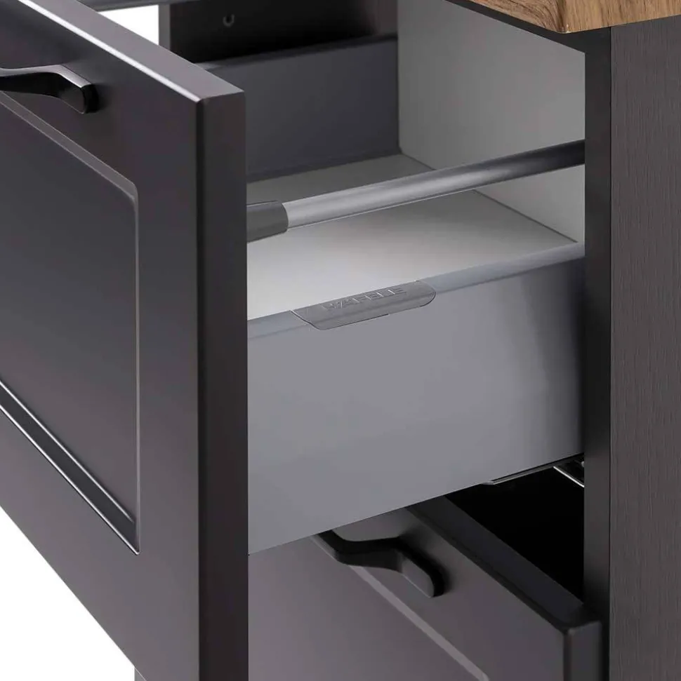 Bad Unterschrank in Dunkelgrau und Wildeiche - Novelya