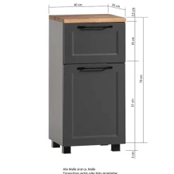 Bad Unterschrank in Dunkelgrau und Wildeiche - Novelya