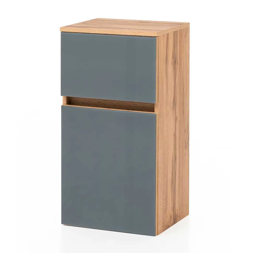 Bad Unterschrank in Grau Glas & Wildeiche - Anviletca