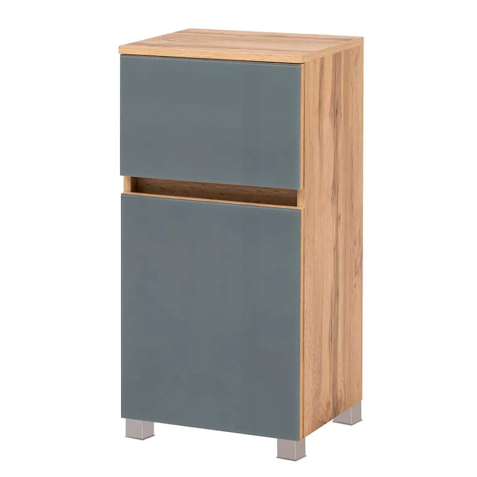 Bad Unterschrank in Grau Glas & Wildeiche - Anviletca