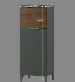 Bad Unterschrank in Graugrün mit Eiche - Liz