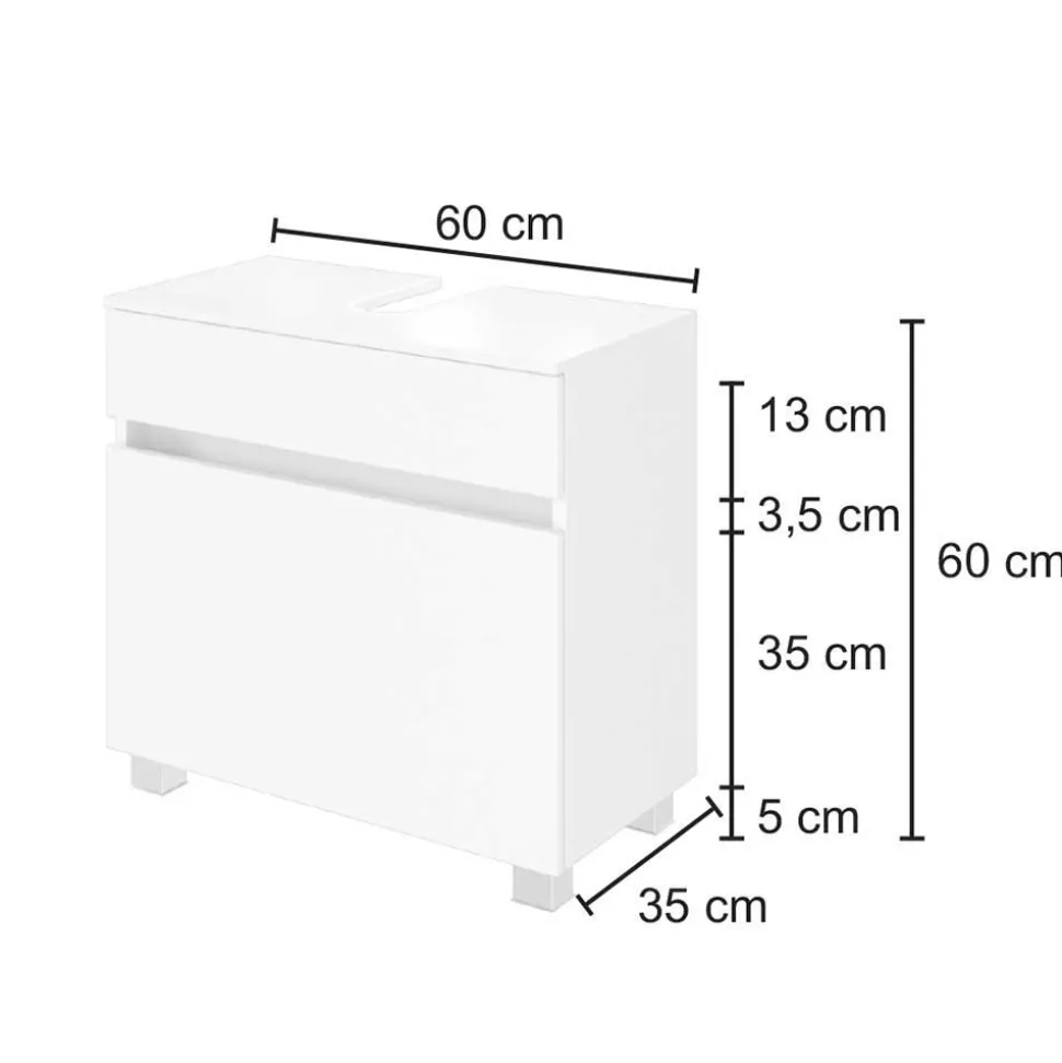 Bad Waschbecken Schrank in Weiß - Vandan