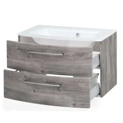 Bad Waschkonsole in grauer Eiche Optik - Svegaria