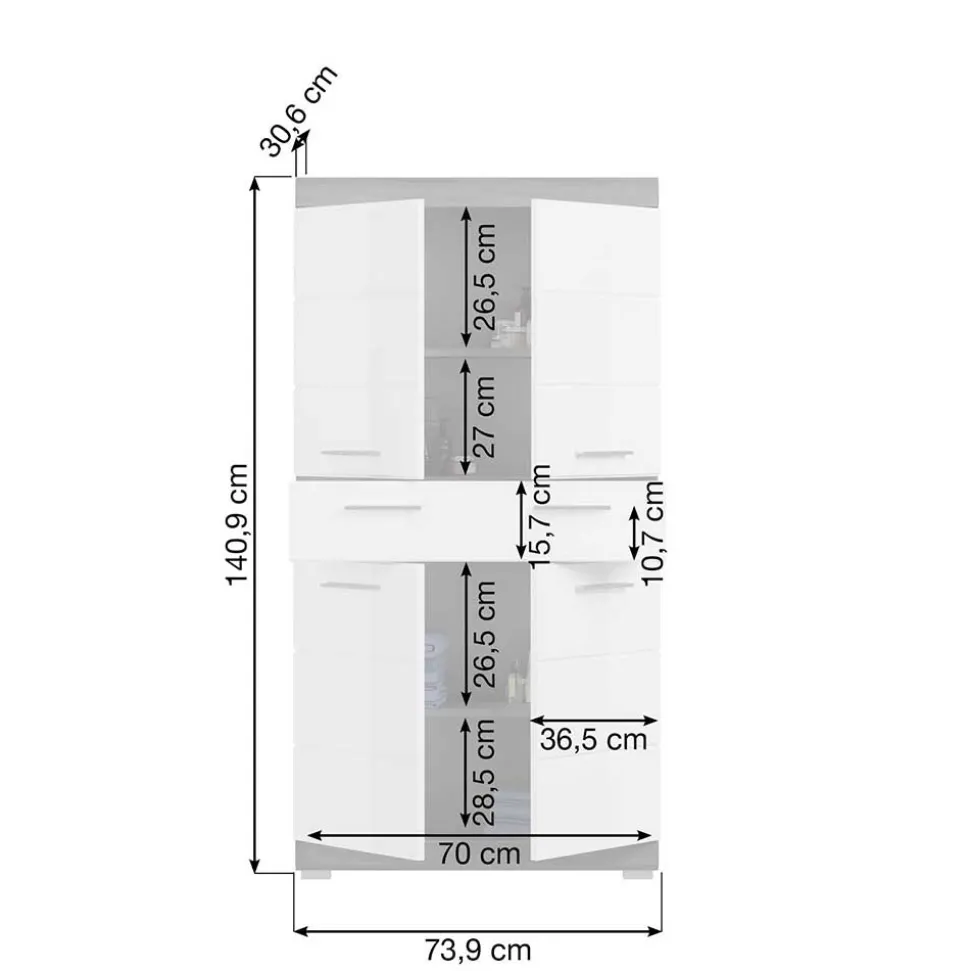 Bad Waschplatz & Highboard & Hochschrank - Nancys (vierteilig)