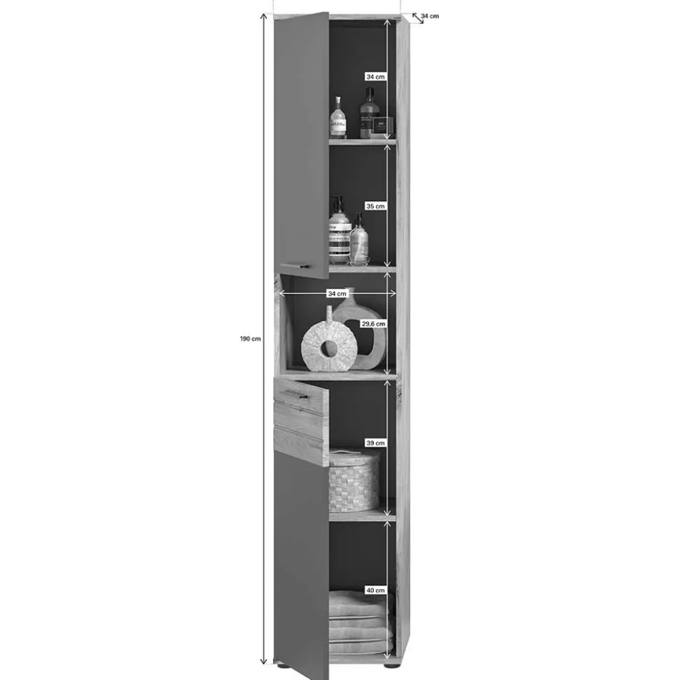 Bad Waschplatz mit Hochschrank Set - Depart (dreiteilig)