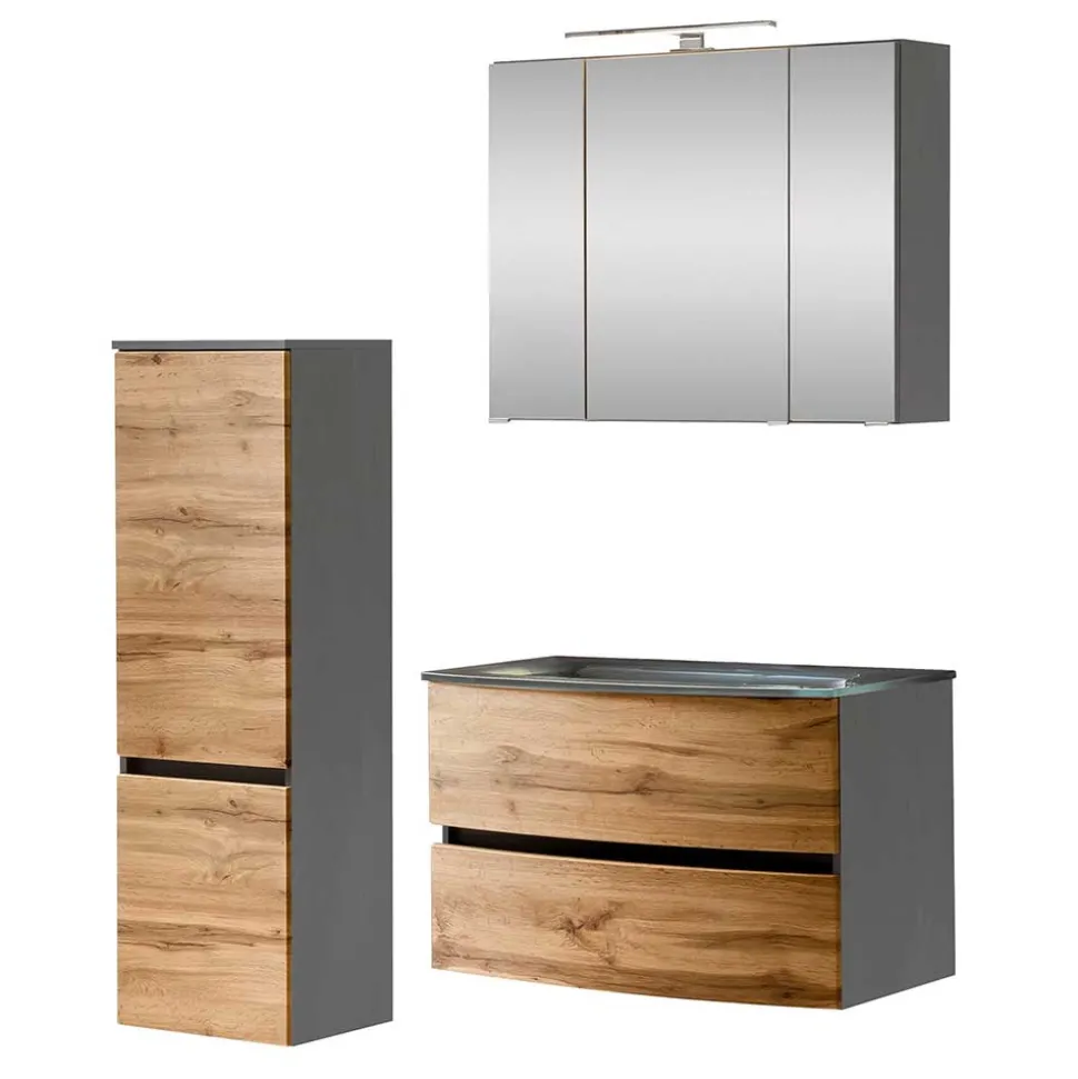 Bad Waschplatz Set & Midischrank - Vandija (dreiteilig)