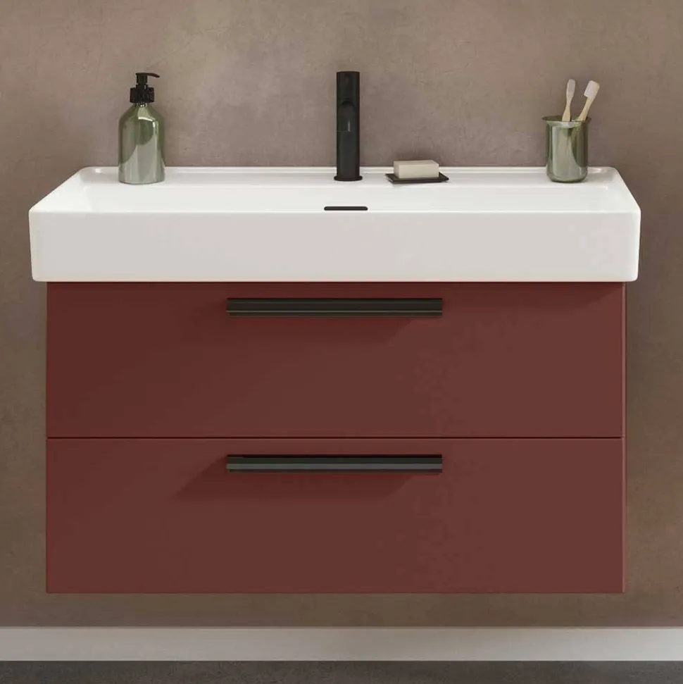 Bad Waschtischkonsole in Dunkelrot - Exeler
