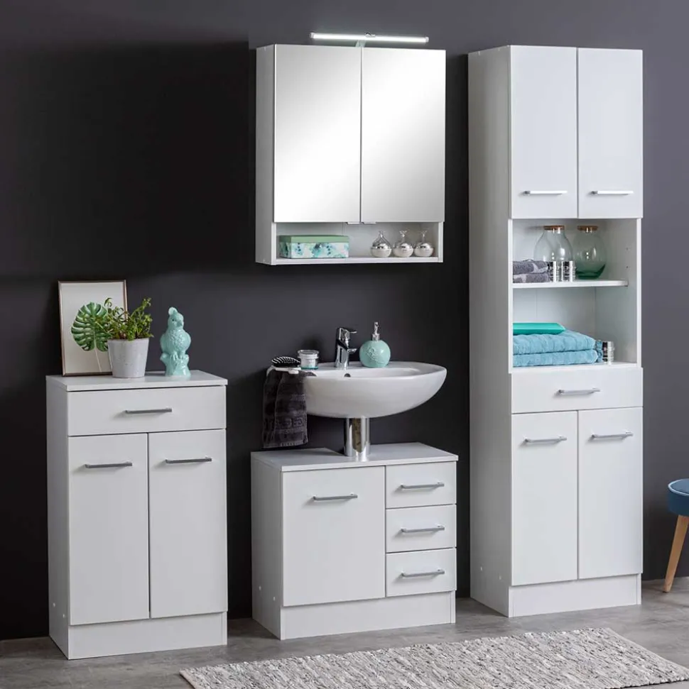 Badausstattung Möbel Set in Weiß - Skiranov (vierteilig)
