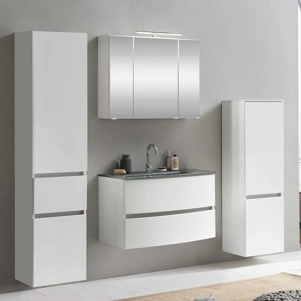 Badblock Badmöbel in Weiß - Mesciria (vierteilig)