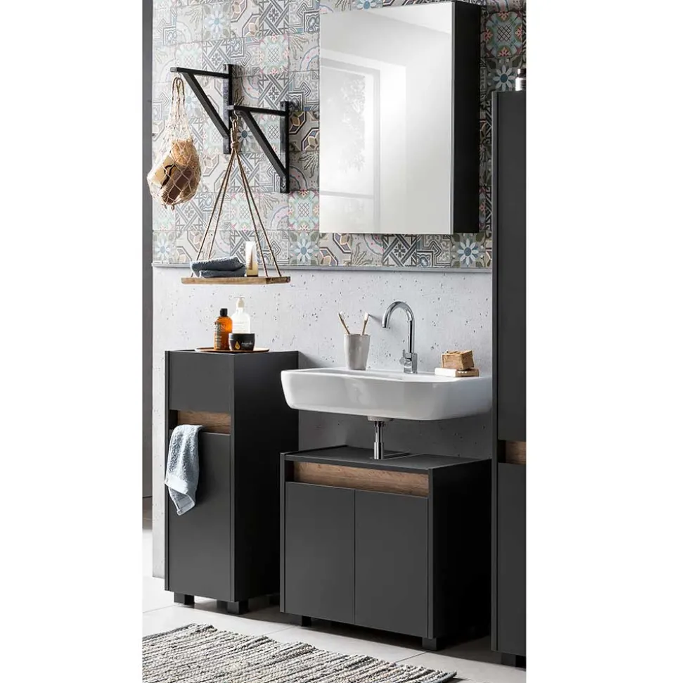 Badblock Möbel in Anthrazit - Marcius (dreiteilig)