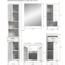 Badblock Möbelset in Weiß - Henriette (fünfteilig)