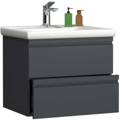 Badeinrichtung in Anthrazit Set - Idamoro (vierteilig)