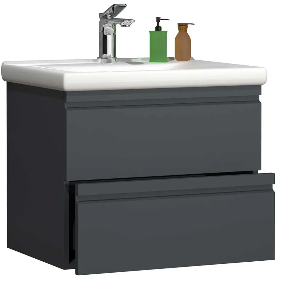 Badeinrichtung in Anthrazit Set - Idamoro (vierteilig)