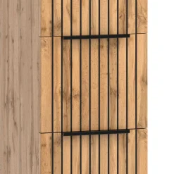 Badeinrichtung in Wildeiche mit Schwarz - Crystoga (vierteilig)