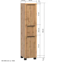 Badeinrichtung in Wildeiche mit Schwarz - Crystoga (vierteilig)