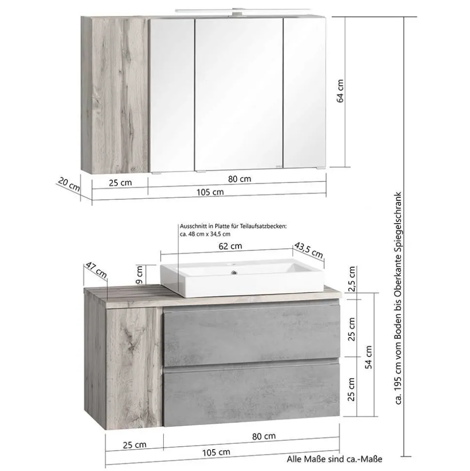 Badezimmer Ausstattung Schränke - Eight (dreiteilig)