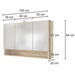 Badezimmer 3D Spiegelschrank in Holz Nachbildung - Lemnas