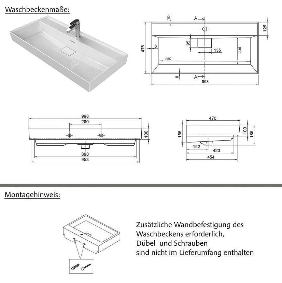 Badezimmer Einrichtung Möbelset - Exeler (fünfteilig)