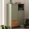 Badezimmer Highboard in Graugrün und Eiche - Liz